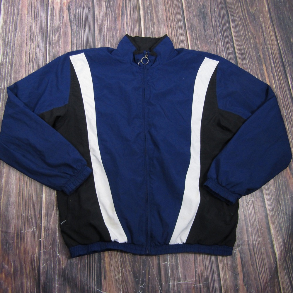 Adidas Windbreaker Jacket Mens Medium Blue Timpanogos Full Zip Mesh Lined